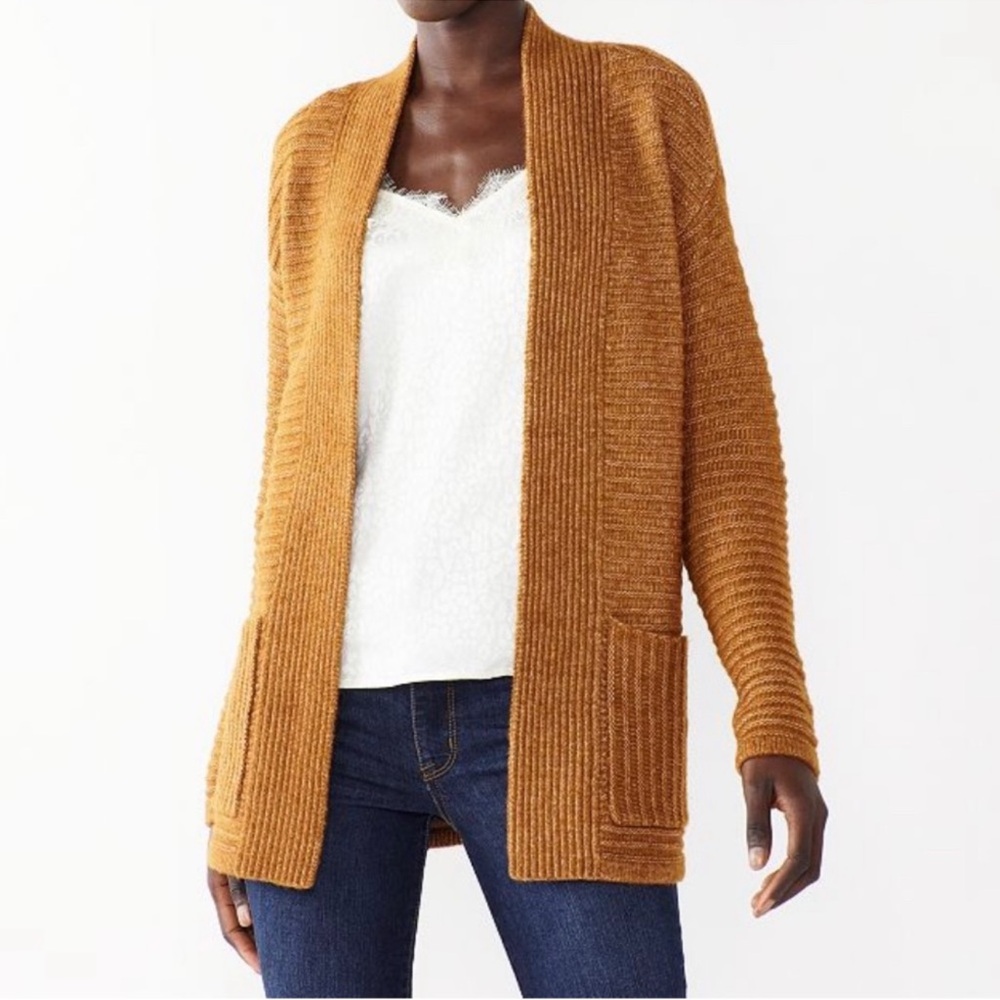NWOT NINE WEST Brown Open Front Cardigan